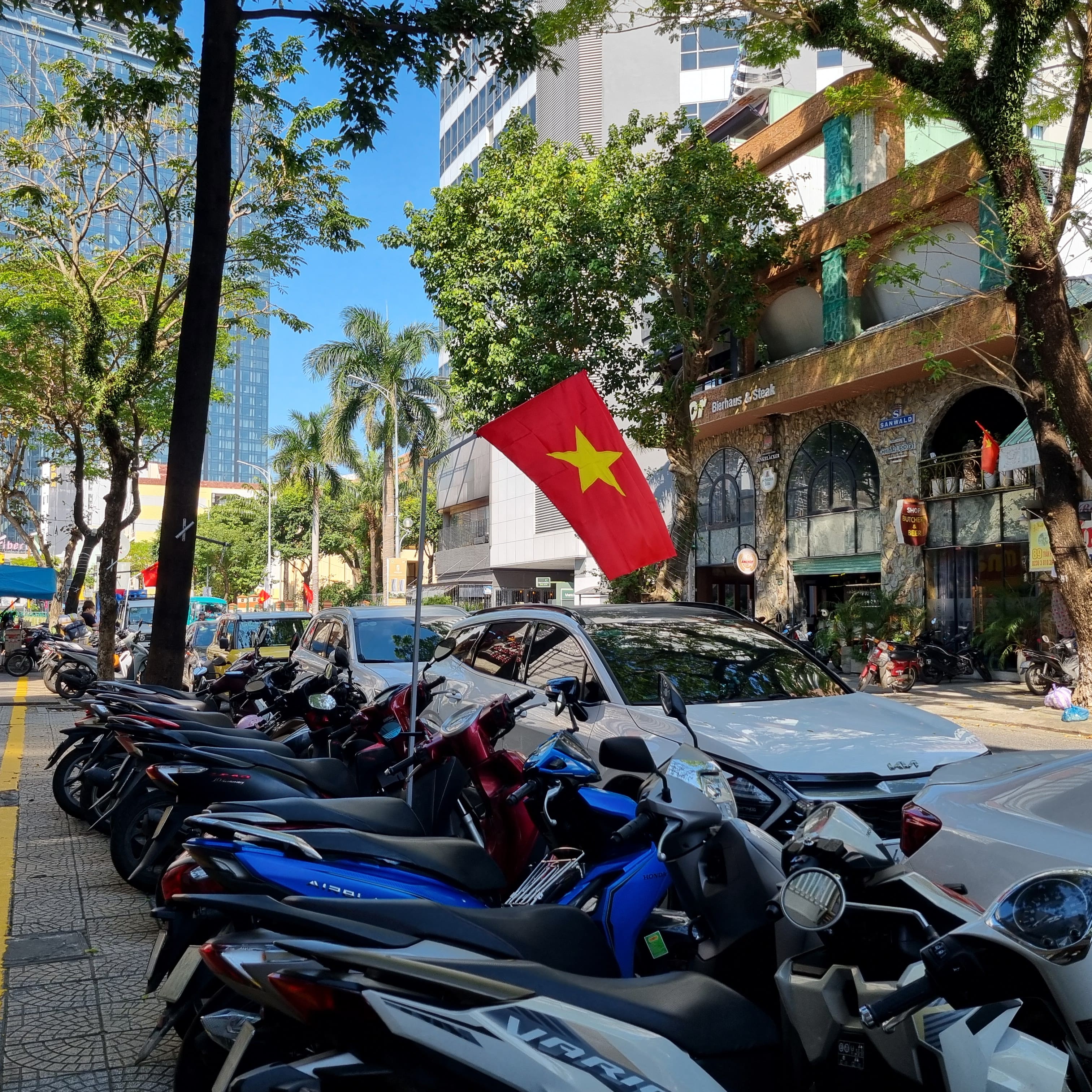 다낭 거리 베트남 깃발